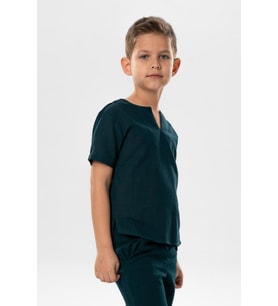 Kısa Kol Şile Bezi Bisiklet Yaka Yazlık Erkek Çocuk Tshirt Koyu Petrol 3069