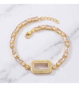 Altın Kaplama İmitasyon Gram Çerçeve Taşlı Bileklik BLK-1260 (Gold)