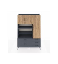 Hyperion Dolap 9 Raflı 5 Çekmeceli 3 Kapaklı 132x44x195 Antrasit-Çam/Antrasit