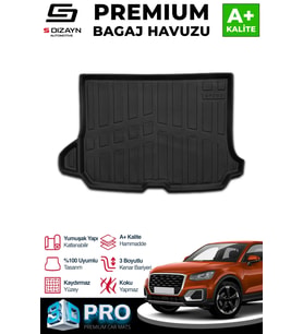 S-Dizayn Audi Q2 3D Pro Bagaj Havuzu 2016 Üzeri A+ Kalite