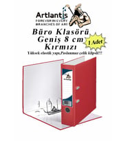 Büro Klasörü Kırmızı Geniş 1 Adet Plastik Geniş Kırmızı Klasör Halkalı Paslanmaz Çelik Klipsli 1 Adet