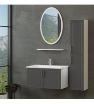 Sanya Banyo Dolabı 85Cm As2K+1Ea1R+Etj+Boy Beyaz Antrasit