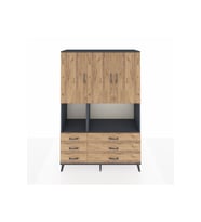 Hyperion Gardrop 6 Raflı 6 Çekmeceli 3 Kapaklı 132x44x195 Antrasit-Çam