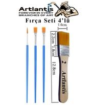 4'lü Fırça Seti 1 Paket 2 Numara Zemin Fırçalı Set Akrilik Boya Yağlı Boya Guaj Boya Sulu Boya Sanatsal (Natural)