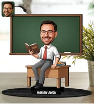BK Gift Kişiye Özel Erkek Öğretmen Tasarımlı Karikatür Biblo -16, Öğretmene Hediye, Öğretmenler Günü Hediyesi