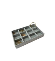 Atina Model Süet Kumaş Gri Renk 22/14 cm 12 Bölmeli Takı Sergileme Çekmece Içi Standı