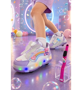 Muggo COLOURFUL Çocuk Işıklı Patenli Tekerlekli Sneaker Spor Ayakkabı