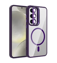 Galaxy S25 FE Kılıf Standlı ve Kamera Lens Hediyeli M-Safe Şarj Özellikli Zore Etro Kapak
