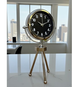 Silver Classic Tasarım Üç Ayaklı Metal Masa Saati (Kahverengi Açık)