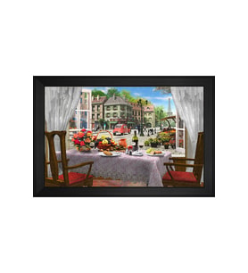 Manzara Temalı Kanvas Tablo 80 x 110 cm Siyah Çerçeve