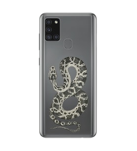 Samsung Galaxy A21S Uyumlu Yılan Desenli Şeffaf Telefon Kılıfı