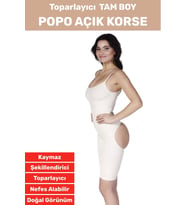 Özel Üretim İz İç Göstermez Kaymaz Sıkılaştırıcı Toparlayıcı Popo Açık Tam Boy Korse (Bej)