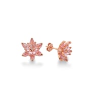 925 Ayar Gümüş Pembe Lotus Çiçeği Küpe - K097201