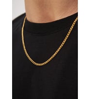 18K Altın Kaplama 3mm Gurmet 925 Ayar Gümüş Zincir Kolye Vek-3116