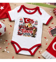 BK Gift Türkiye Taraftar Temalı 2026 Dünya Kupası Tasarımlı Kırmızı Bebek Body Zıbın-8 Tek Yürek Milli Takım Ruhu