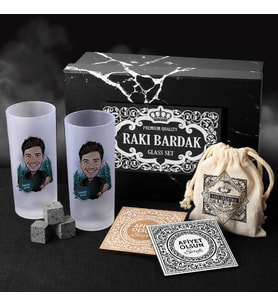 Canım Arkadaşım Karikatürlü Rakı Bardağı Seti Hediye Kutusu
