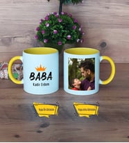 Babalar Günü Hediyesi Kupa Bardak Sarı Fotoğraflı Babaya Hediye