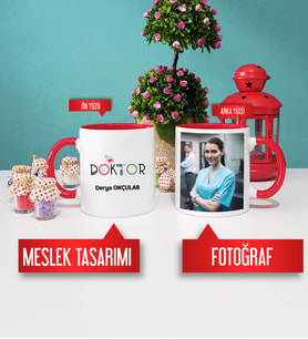 Doktora Hediye Doktor Kupa Bardak Kırmızı Fotoğraflı