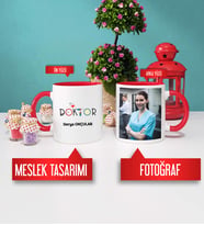 Doktora Hediye Doktor Kupa Bardak Kırmızı Fotoğraflı