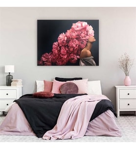 Tablolife Pembe Saçlı Kadın Yağlı Boya Dokulu Tablo 100X150,Çerçeve;Siyah