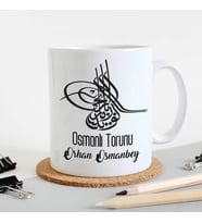 Kişiye Özel İsme Özel Tuğra Desenli Kupa Bardak