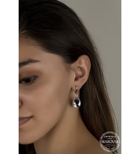 Union Swarovski Crystal Kadın Beyaz Düz Damla Gümüş Küpe