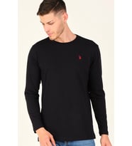 T8588 DEWBERRY BİSİKLET YAKA UZUN KOL T-SHIRT-SİYAH