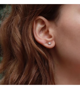 Starlight Diamond Tek Taş Round Kesim Gümüş Küpe