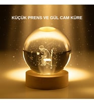 Küçük Prens Cam Küre Usb Işıklı Ahşap Standlı Büyük Boy - Lisinya