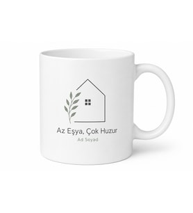 Minimalist Dekorasyon Sade Yaşam Huzur Az Eşya Çok Mutluluk Porselen Kupa Bardak Hediye