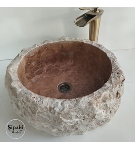 Noche Traverten Naturel Patlatma Çanak Lavabo