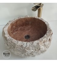 Noche Traverten Naturel Patlatma Çanak Lavabo