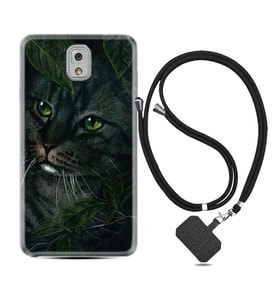 Samsung Note 3 4 5 8 9 20 Ultra 10 Lite Kılıf Boyun Askılı Silikon Flowers Cat 1345