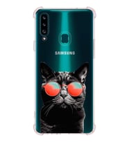 PrintiFy Samsung Galaxy A20S Uyumlu Kedi 3 Baskılı Şeffaf Köşe Korumalı Antişok Kılıf