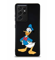 Samsung Galaxy S21 Ultra Soft Premier Kapak Donald Duck-C Tasarımlı Silikon Kılıf - Siyah (Şeffaf)
