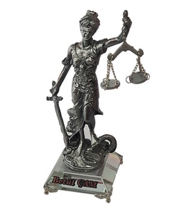 Adalet - Kristal Masaüstü - isimlik - Ofis Makam Hediyesi - Gümüş - Hakim - Savcı - Avukat