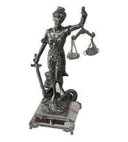 Adalet - Kristal Masaüstü - isimlik - Ofis Makam Hediyesi - Gümüş - Hakim - Savcı - Avukat