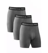 Ghassy Co. Erkek Pamuklu Likralı Spor Boxer 3'lü Set Yumuşak Dokulu ve Rahat Kemerli (Füme)