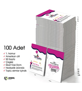 En güzel Hediye İnformal 100 Adet Çizgisiz Mini Not Defteri 9x13 cm 1.Hamur Amerikan Cilt 50 Sayfa
