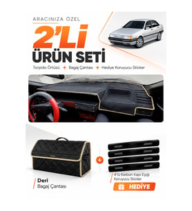 e-biz FIAT TEMPRA (1992-1997) ANALOG KONSOL Uyumlu Torpido Örtüsü + Deri Çanta - Siyah-Bej - FI020
