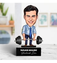 Kişiye Özel Halter Kaldıran Erkek Karikatürlü Biblo
