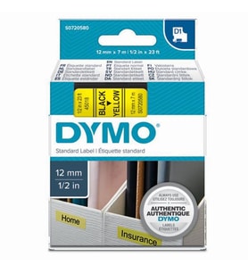 Dymo D1 Şerit Standart 12 MMx7 MT Sarı Üzerine Siyah 45018 S0720580