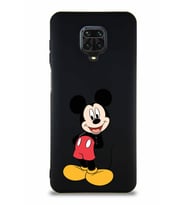 Xiaomi Redmi Note 9 Pro Soft Premier Kapak Mickey Mouse-B Tasarımlı Silikon Kılıf - Siyah (Şeffaf)