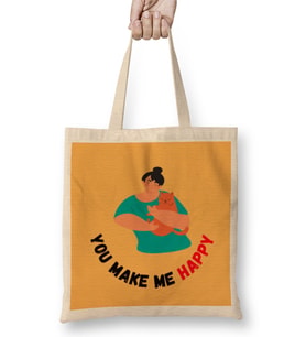 Cat Lover Gift You Make Me Happy Cat Bez Çanta Uzun Saplı