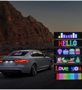 Telefon App Kontrollü Programlanabilir Araba LED Ekranı, Uzaktan Kumandalı Kayan Yazı 16x64cm