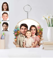 Kişiye Özel 3 kişilik Aile Ahşap Anahtarlık-60