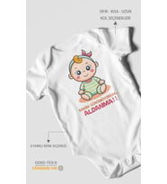 Sakin Görünüyorum Aldanma! v2 Baskılı Bebek Zıbını – Çıtçıtlı Body  %100 Pamuk Kısa Kol (Beyaz)