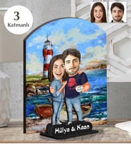Kişiye Özel 3 Katmanlı  Yılbaşı Sevgili Ahşap Biblo-5