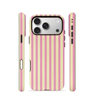 iPhone 17 Pro Max Vorian Çift Katmanlı Kılıf Pink Lemon Pinstripe