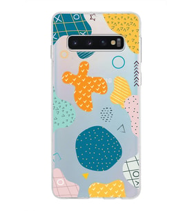 Samsung Galaxy S10 Kapak Geometrik Şekiller Tasarımlı Şeffaf Silikon Kılıf